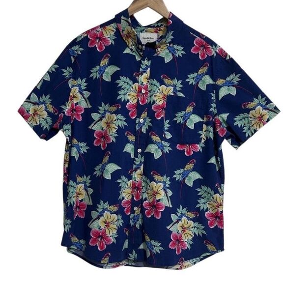 Goodiefellow & Co Hawaiian Button-up Shirt Men's XL Multicolor Floral Slim Fit - Picture 3 of 10